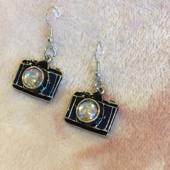 Camera Photography Fashion Earrings NWOT Handcrafted 1” wide X .50” tall. - Picture 3 of 12